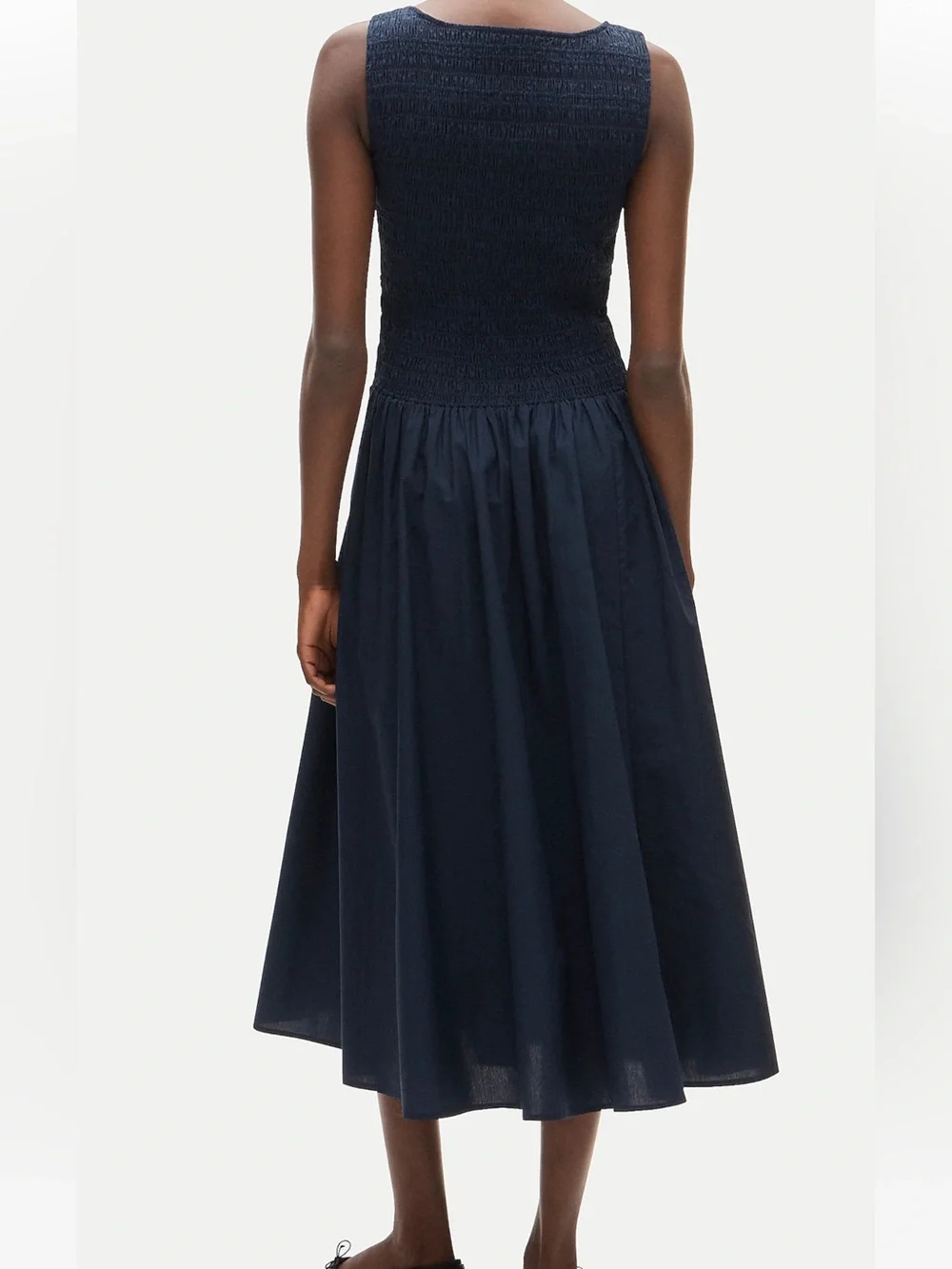 NWT J. Crew Lina smocked midi dress in Navy Size Small